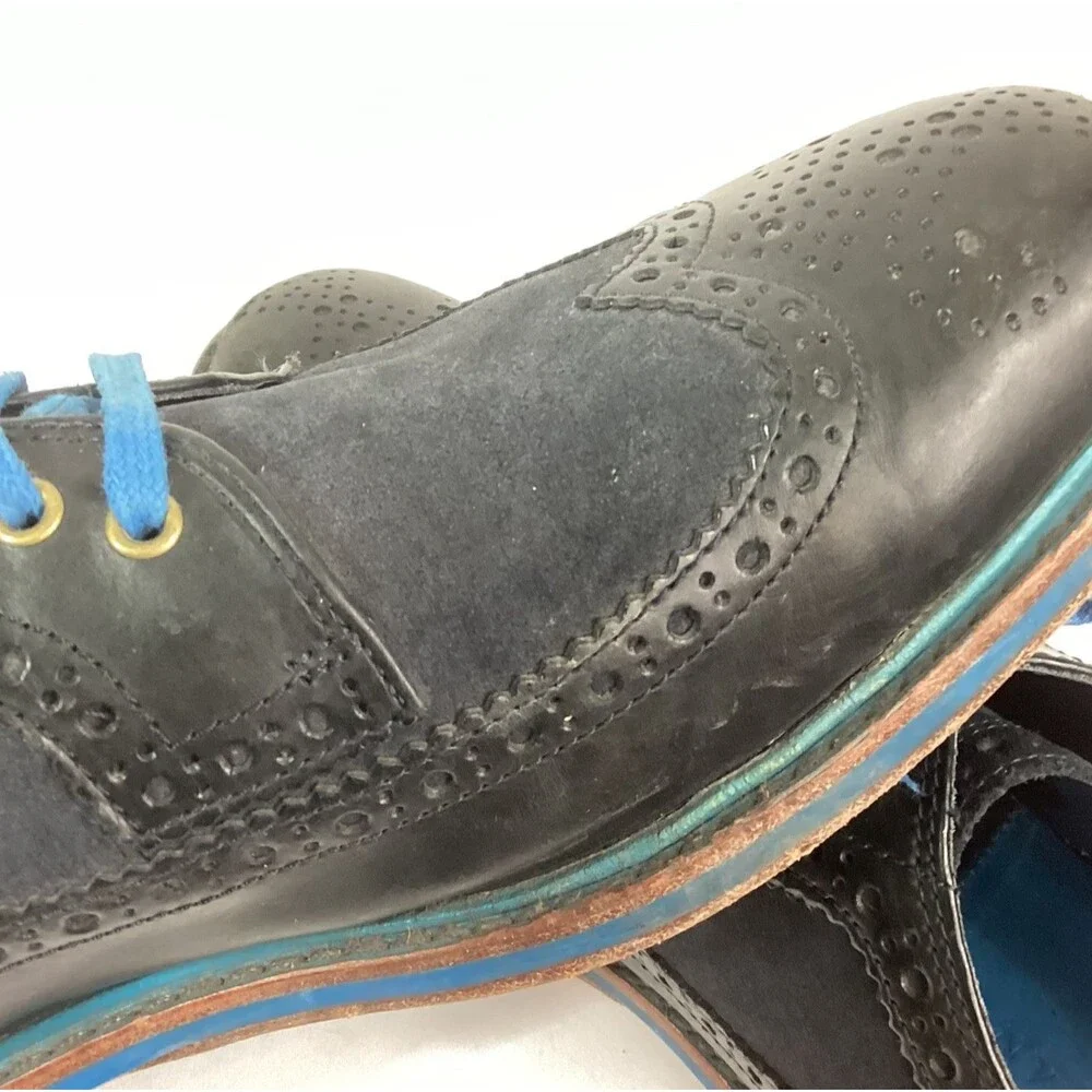 Cole Haan Great Jones Men's 10.5(M) Blue Suede & Synthetic Wingtip Oxford C11070 - Picture 5 of 9